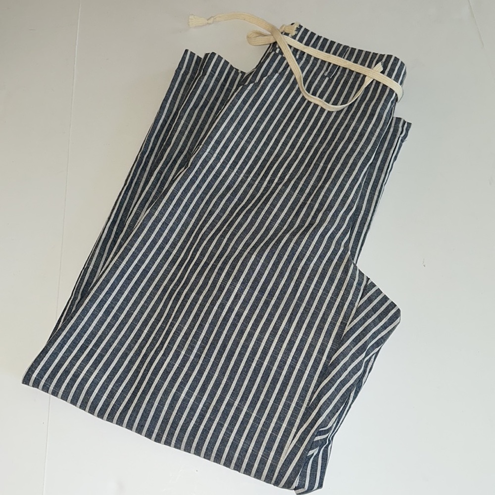 SIMPLE By Suzanne Betro || Navy & White Wide Leg Stripe Pants. Sz. XL